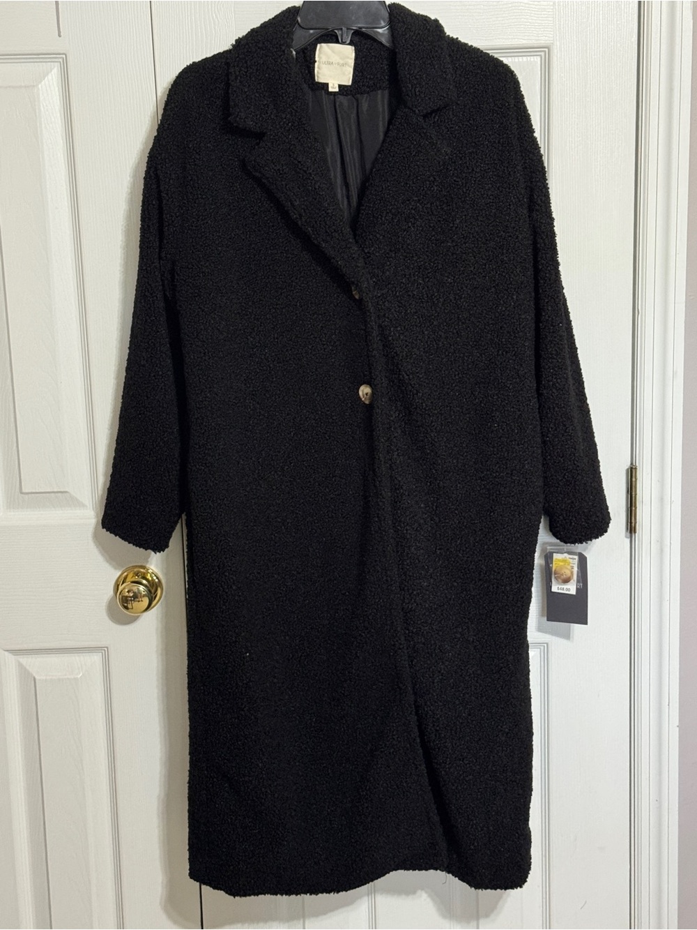 Ultra Flirt Black Bouclé Long Cape Coat